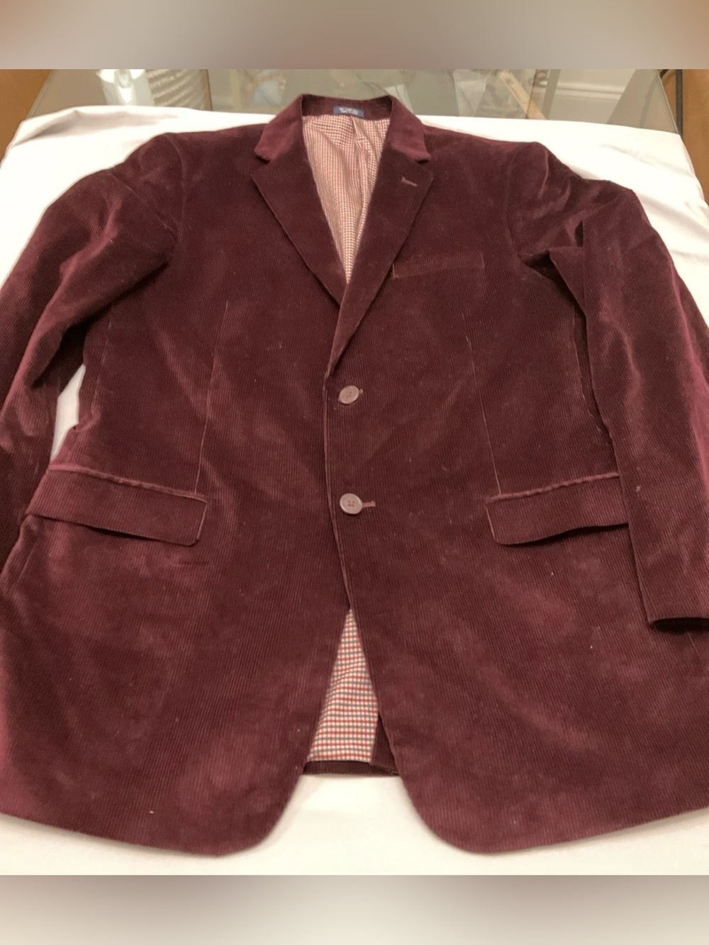 Saddlebred Corduroy Blazer Mens 42L Burgundy 2 Button Sport Coat Academia